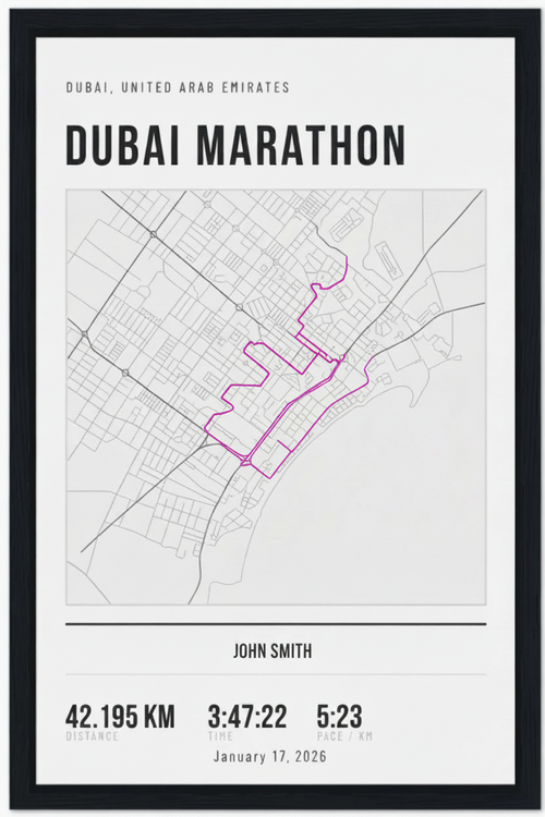 Custom marathon route poster digital download preview