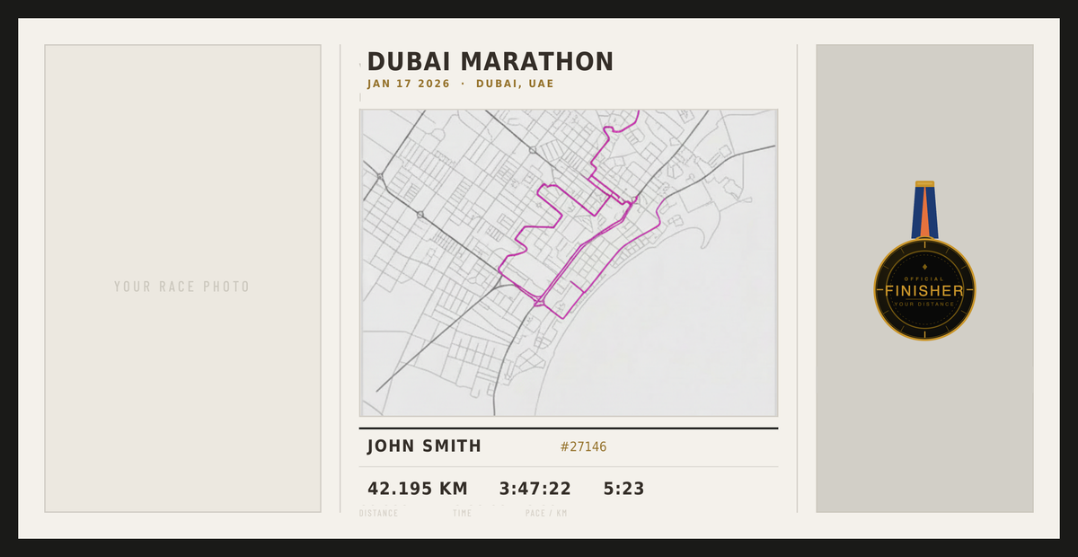 Custom Marathon Route + Medal + Photo Poster